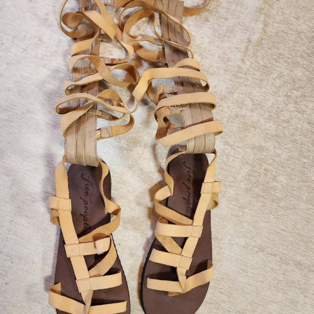Free People Cynder Gladiator Sandal Vachetta Natural Size 5